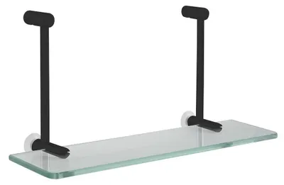 Image de Tablette en verre à suspendre, pour parois de douche, 400x180x125mm, noir mat