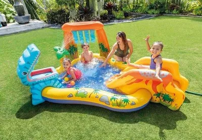 Produktbild von Kinder-Sprungschaumbad mit Rutschbahn - Spielbecken - Kinderbecken - Spielbecken mit Rutschbahn