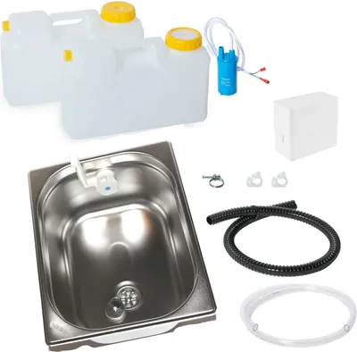 Image de Mini-cuisine Autarque Cuisine de camping Kit de batterie Évier 325x265x150