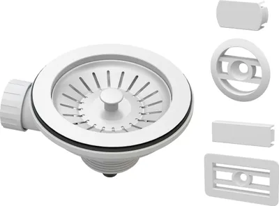 Produktbild von Überlauf Rechteckig Rund Weiss Siphon-Set Für Spülbecken