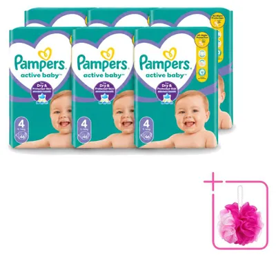 Imagen del producto de 6 pañales Pampers Active Baby, talla 4, para bebés de 9 a 14 kg - Paquete económico - 6 unidades