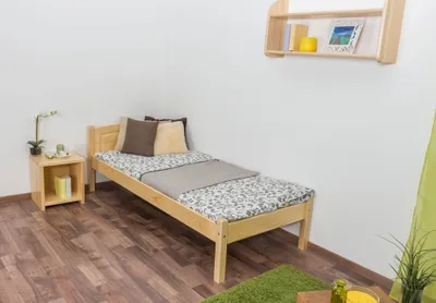 Produktbild von Einzelbett / Gästebett Kiefer massiv Vollholz natur 86, inkl. Lattenrost - Liegefläche: 80 x 200 cm
