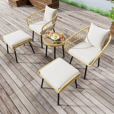 Produktbild von Gartenmöbel Set 5-teilig Rattan Esstisch Stühle