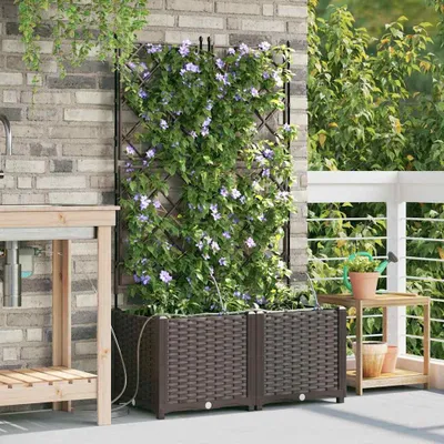 Productafbeelding van Maison Exclusive - Tuinplantpot, 2 stuks, bruin, 80 x 40 x 142 cm, PP-kunststof