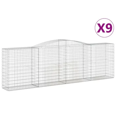 Produktbild von Gabionen mit Hochbogen 9 Stk. 400x50x120/140cm Verzinktes Eisen
