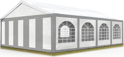 Produktbild von Hochwertiges Partyzelt 5x8 m Pavillon Zelt ca. PE Plane 450 N Gartenzelt Festzelt Bierzelt Wasserdicht grau-weiß