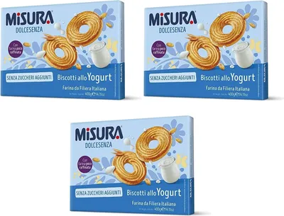 Produktbild von 3x Misura Dolcesenza Biscotti allo Yogurt senza zuccheri aggiunti Joghurtkekse ohne Zuckerzusatz Kekse Biscuits 400g