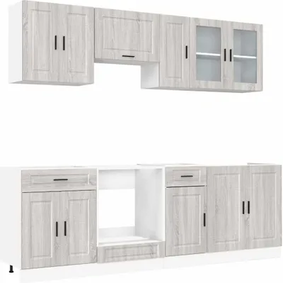 Produktbild von 8-tlg. Küchenschrank-Set Kalmar Grau Sonoma Holzwerkstoff