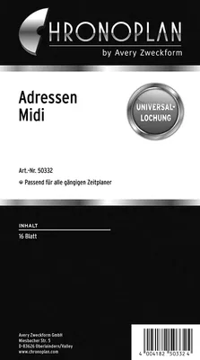 Produktbild von CHRONOPLAN Adressen Midi 80 g/qm 16 Blatt