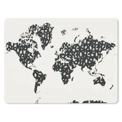 Produktbild von MuchoWow® Mauspad Mousepad Weltkarte - Zahlen - Schwarz 23x19 cm - Mousepads - Maus Mat - Pad - Mausunterlage - Schreibtischunterlage - Mauspad