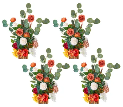 Immagine prodotto di VEVOR Composizioni floreali artificiali, 4 pezzi, 450x250x250 mm Decorazioni floreali artificiali, centrotavola di fiori arancioni per matrimoni, cerimonie, feste, decorazioni per la tavola e la casa