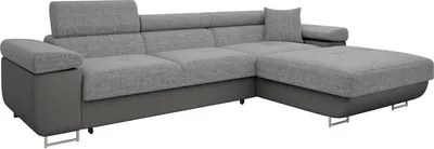 Produktbild von MIRJAN24 Ecksofa Torezio Mini, Stilvoll Eckcouch mit Bettkasten und Schlaffunktion, Einstellbare Kopfstützen, 280x170x70-90 cm (Farbe: Soft 029 + Lux 05, Seite: Rechts)