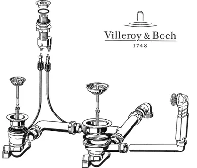 Produktbild von Villeroy & Boch Ab- und Überlaufgarnitur für CISTERNA 6702 mit Excenterbedienung / Ersatzteil / Ventil
