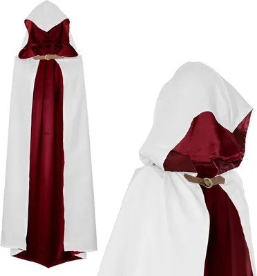 Imagen del producto de Capa con capucha "Warrior Killer", blanca y roja, de 130 cm, ideal para Halloween y Carnaval
