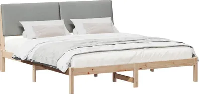 Produktbild von Bettgestell Braun und hellgrau 180 x 200 cm Massivholz Kiefer