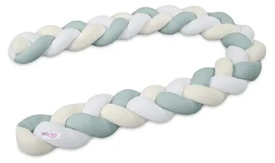 Produktbild von babybay Nestchenschlange Waffelpiqué geflochten 180 cm passend für alle Modelle, weiß/ivory/zartblau