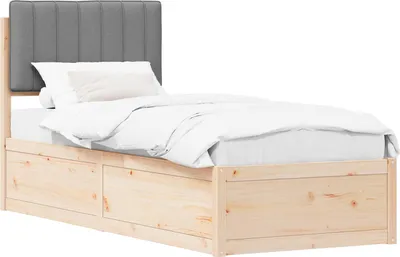 Zdjęcie produktu dla vidaXL Rama łóżka z tapicerowanym zagłówkiem jasnoszara 80 x 200 cm