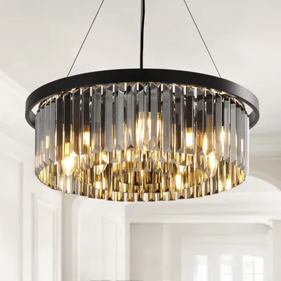 Kristall-Kronleuchter 60 cm, runde Hängelampe, Wohnzimmer, Deckenlampe