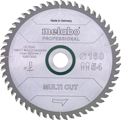 Image de Metabo Sägeblatt multi cut professional 165x2,2/1,4x20 Z54 FZ/TZ 5° Holz/Metall