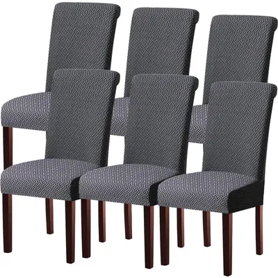 Produktbild von Stuhlhussen Dunkelgrau 6 Stück, Stretch, Waschbar, Universalbezug