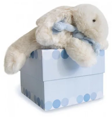 Image de Doudou et Compagnie PELUCHE LAPIN BONBON BLEU DOUDOU CIE