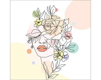 Produktbild von Glasbild Line art flowers II GLA2427 20x20 cm