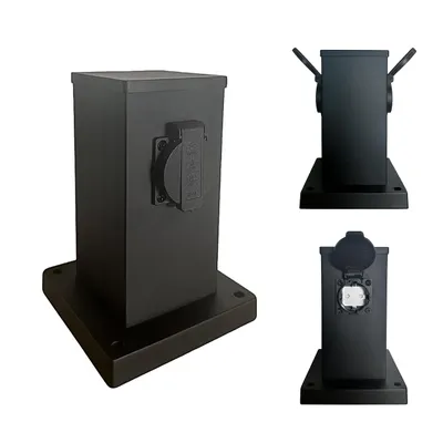 Produktbild von MasterLED Gartensteckdose Ontario 2 x Schuko 500W IP44 Schwarz 20cm