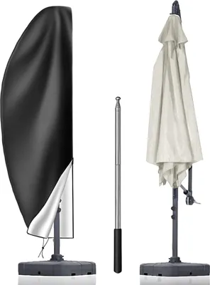 Produktbild von Sonnenschirm Schutzhülle mit Stab, 210D Oxford Schirmhülle, Abdeckhauben für Sonnenschirm, Ampelschirm Schutzhülle für Marktschirm Gartenschirm, Wetterfeste, UV-Anti (265 X 40/70 / 50 cm)