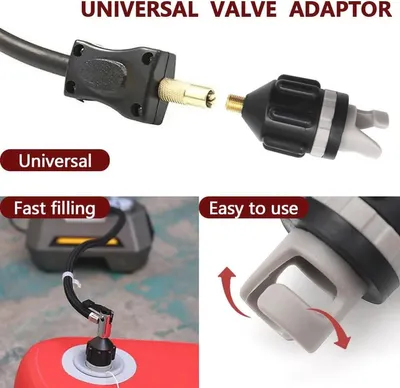 SUP Ventiladapter mit 4 Stück Gasdüsen, Pumpadapter für aufblasbare Boote, Paddle Boards und Betten