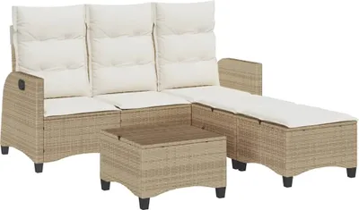 Zdjęcie produktu dla vidaXL 3-częściowa sofa ogrodowa z poduszkami w kształcie litery L Beżowy polirattan