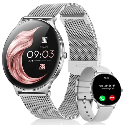 Produktbild von 2026 Smartwatch Damen Ultradünn mit 1,56" AMOLED und 20 Tage AkkuIP68+5ATM Fitnessuhr,Bluetooth-Anruf,sowie SpO2,Herzfrequenz für Android und iOS