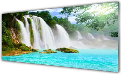 Produktbild von Acrylglasbilder 125x50 Wandbild Druck Wasserfall See Natur