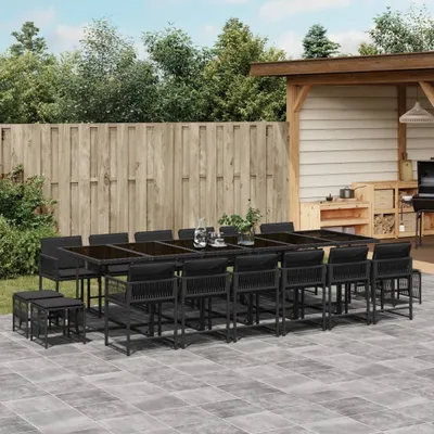 Produktbild von Möbel 17-tlg. Garten-Essgruppe mit Kissen Schwarz Poly Rattan - Sitzgruppe 3211543