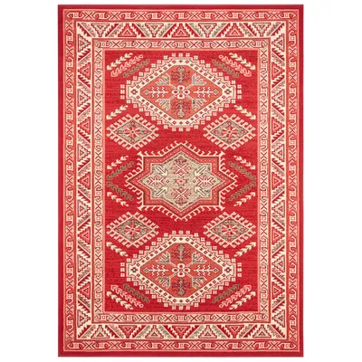 Zdjęcie produktu dla DYWAN tradycyjny 200x290cm do salonu, czerwono kremowy z miękkim włosem