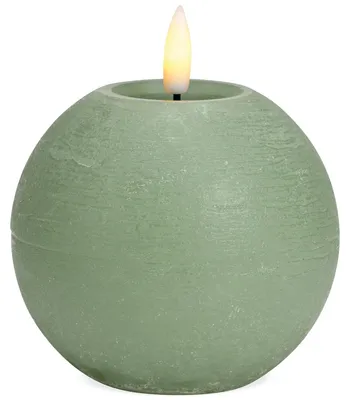 Immagine prodotto di Candela a sfera a LED, vera candela di cera tremolante, Ø 10x9 cm, verde salvia