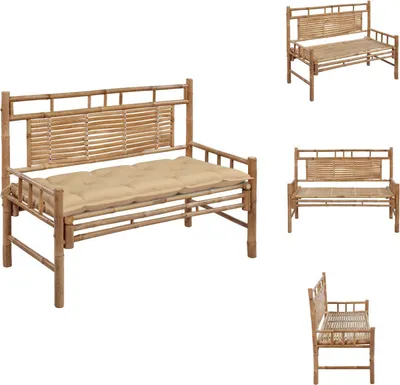 Obrázek produktu pro vidaXL Zahradní lavice s polštářem 120 cm bambus - Zahradní lavice