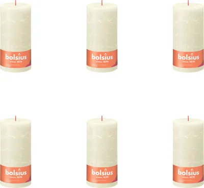 Produktbild von Bolsius - Rustikale Stumpenkerze - 200/100 - 1 Stück pro Packung - Soft Pearl - Vorteilspack - 6 Stücke