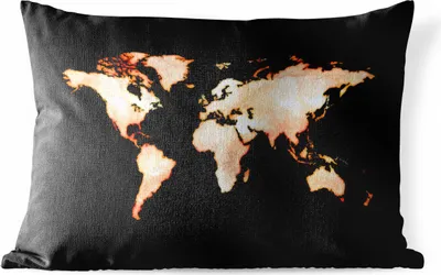Produktbild von MuchoWow® Outdoor Kissen - Weltkarte - Aquarell - Schwarz - 50x30 cm - Wetterfest - Lounge Kissen - Sofa kissen - Wohnzimmer Dekoration