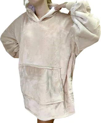 Produktbild von anagre-softan Sherpa Hoodie Sweatshirt Decke Übergroße Fronttasche Giant Plüsch Pullover mit Kapuze Gemütlich Bequem for Erwachsene, ORANGE