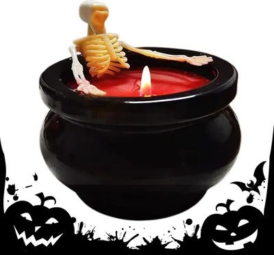 Produktbild von Halloween Kerzen, Skelett Deko, langlebiges Leuchtwachs, gruselige Stimmung