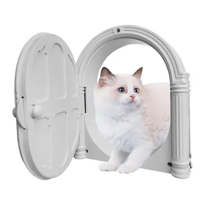 Produktbild von Katzenklappen, Katzenklappen für Tür, Katzentür für Innentür, Haustiertüren ohne Klappe für kleine Katzen bis zu 9 kg, einfache Installation, 24x28cm