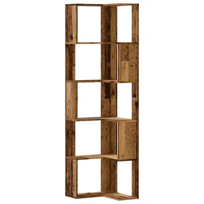 Produktbild von Eck-Bücherregal 5 Böden Altholz-Optik 50x50x179cm Holzwerkstoff