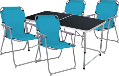 Produktbild von 5-teiliges Campingmöbel Set Black Alu 120x60x58/70cm petrol