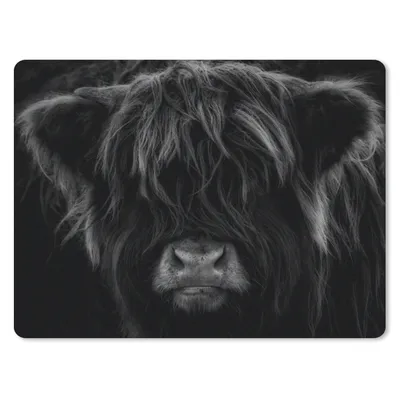 Produktbild von MuchoWow® Mauspad Mousepad Schottischer Highlander - Kuh - Porträt - Tiere - Schwarz - Weiß 40x30 cm - Mousepads - Maus Mat - Pad - Mausunterlage - Anti Rutsch