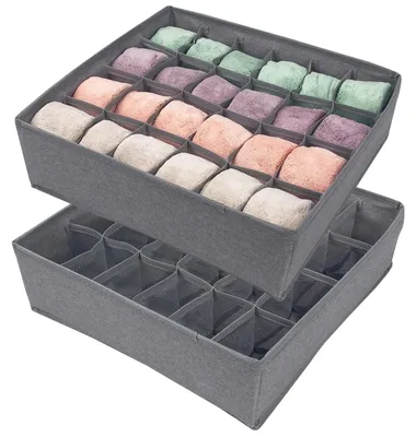 Zdjęcie produktu dla Organizer do szuflady Organizer na bieliznę - 24 przegrody - 32 x 32 x 10 cm - Składany - 2 szt.