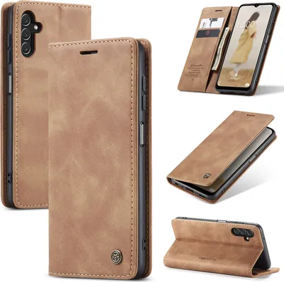 Image de Galaxy A14 5G Case, RetroPolyuréthaneLeather Case with Stand Function for Samsung Galaxy A14 5G Brown