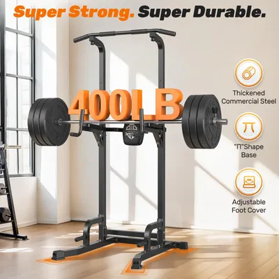Produktbild von Krachtstation Power Tower – 6 einstellbare Höhenstufen und eine Tragfähigkeit von 204 kg für ein Ganzkörpertraining