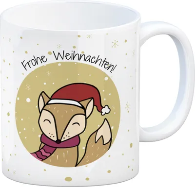 Produktbild von Frohe Weihnachten Kaffeebecher mit süßem Fuchs