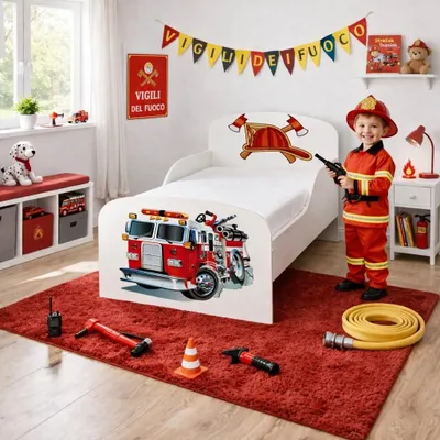 Produktbild von Bayagu Kinderbett 160x80cm aus MDF mit Matratze Lattenrost und Rausfallschutz