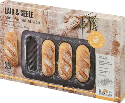 Image de BIRKMANN Plaque à mini-baguettes 3 pièces, L 35 x l 22 x H 3 cm, revêtement anti-adhésif, recette incluse, 210219